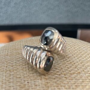 NWOT John Hardy Sterling Silver Bedeg Hematite Twist Double Ring